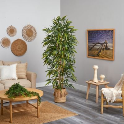 6-Foot Bamboo Artificial Tree with 1024 Bendable Branches in Handmade Natural Jute Planter with Tassels