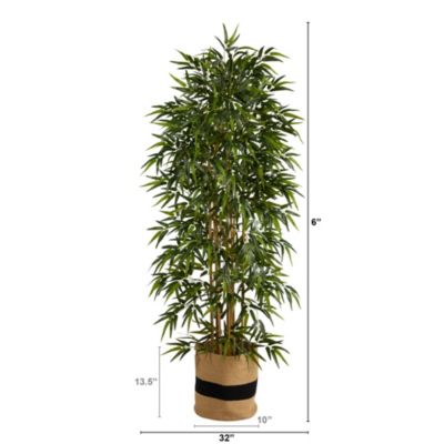 6-Foot Bamboo Artificial Tree with 1024 Bendable Branches in Handmade Natural Cotton Planter
