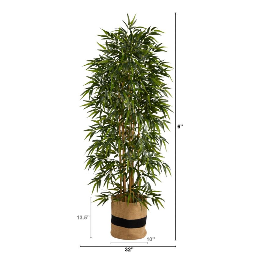 6-Foot Bamboo Artificial Tree with 1024 Bendable Branches in Handmade Natural Cotton Planter
