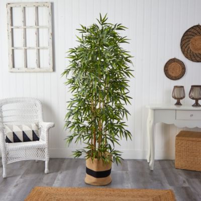 6-Foot Bamboo Artificial Tree with 1024 Bendable Branches in Handmade Natural Cotton Planter