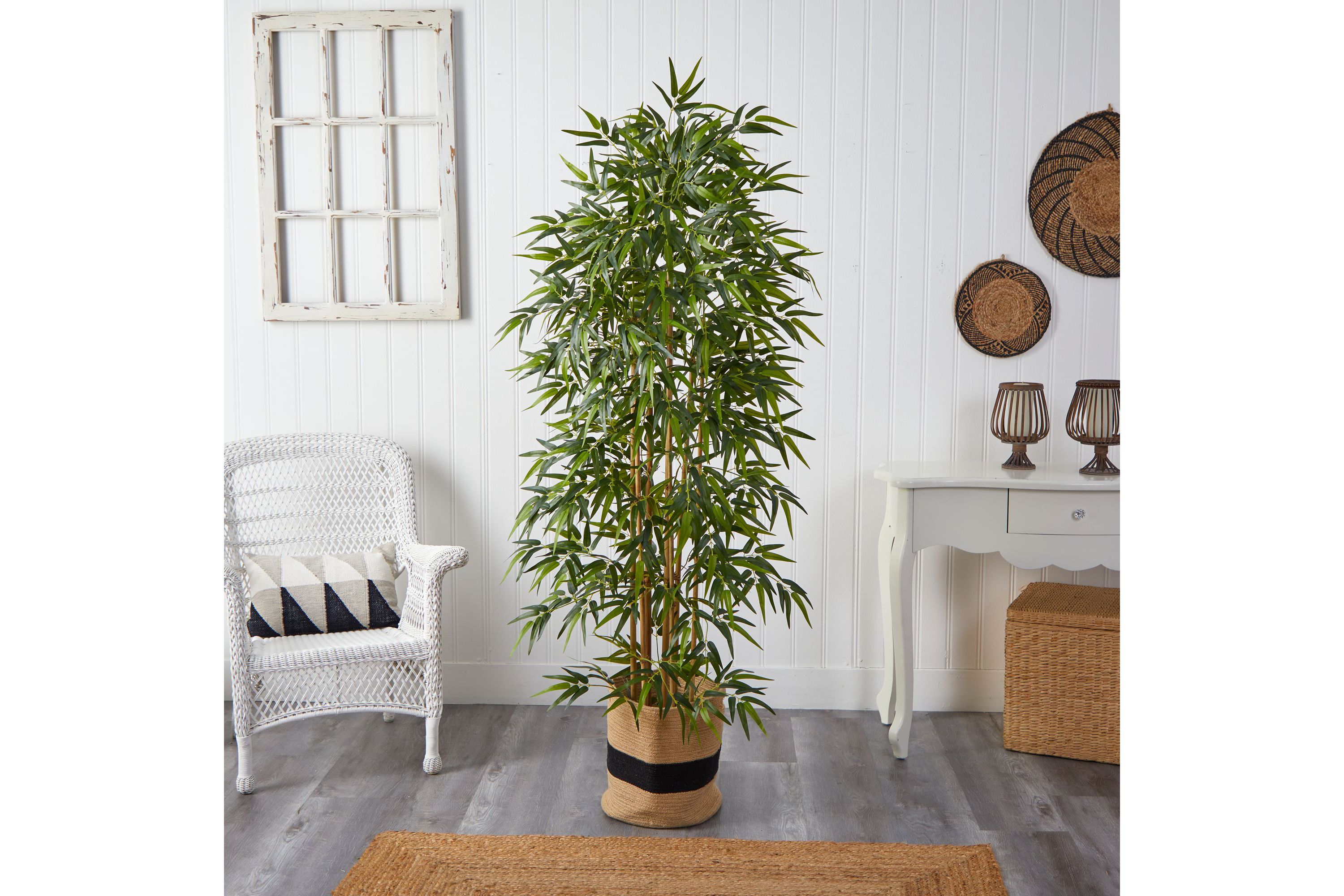 6-Foot Bamboo Artificial Tree with 1024 Bendable Branches in Handmade Natural Cotton Planter