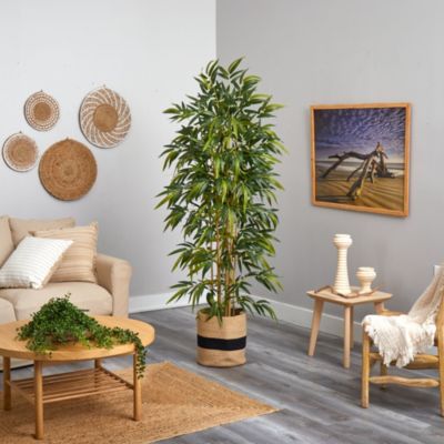 6-Foot Bamboo Artificial Tree with 1024 Bendable Branches in Handmade Natural Cotton Planter