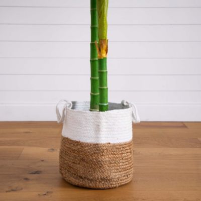8ft. Golden Cane Artificial Palm Tree in Handmade Natural Cotton Planter