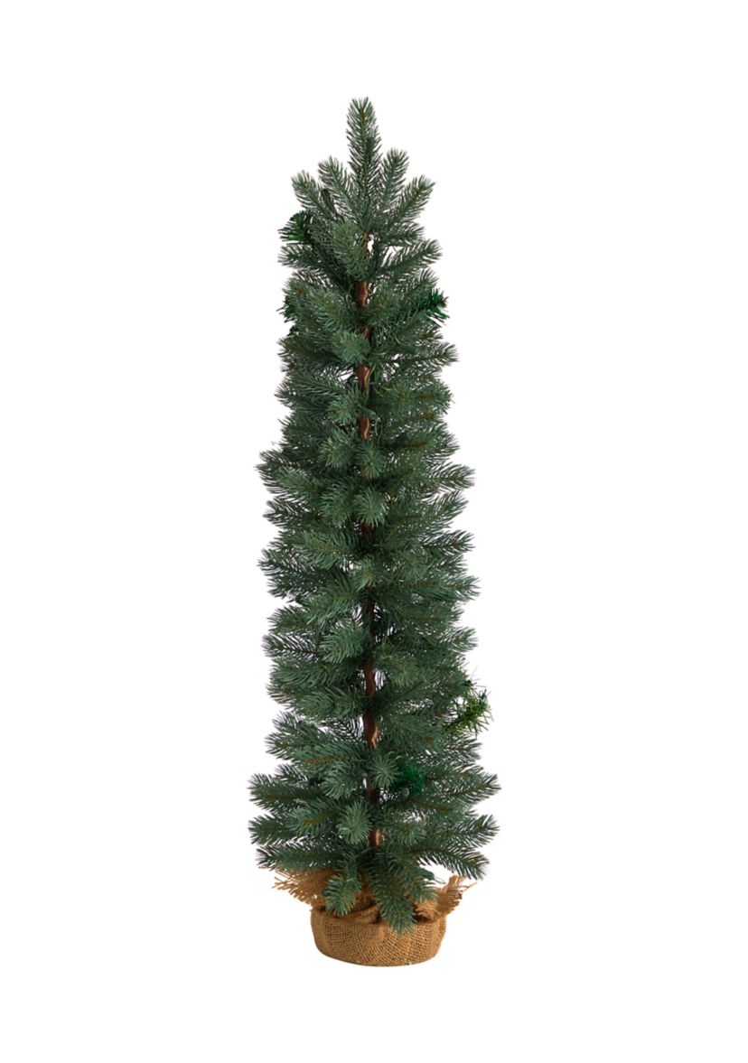 3-Foot Green Pine Artificial Christmas Tree with 50 Warm White Lights Set in a Burlap Base