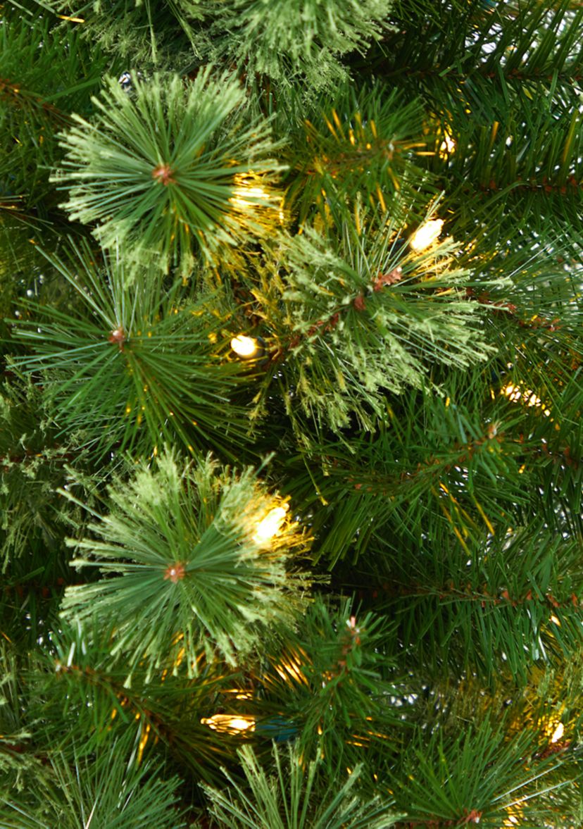 8 Foot Green Pencil Artificial Christmas Tree with 200 Clear (Multifunction) LED Lights and 402 Bendable Branches