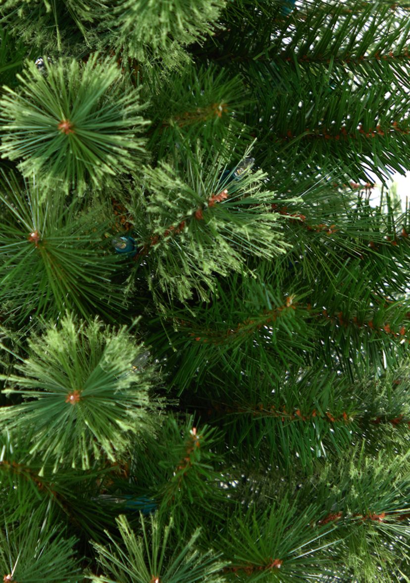 8 Foot Green Pencil Artificial Christmas Tree with 200 Clear (Multifunction) LED Lights and 402 Bendable Branches