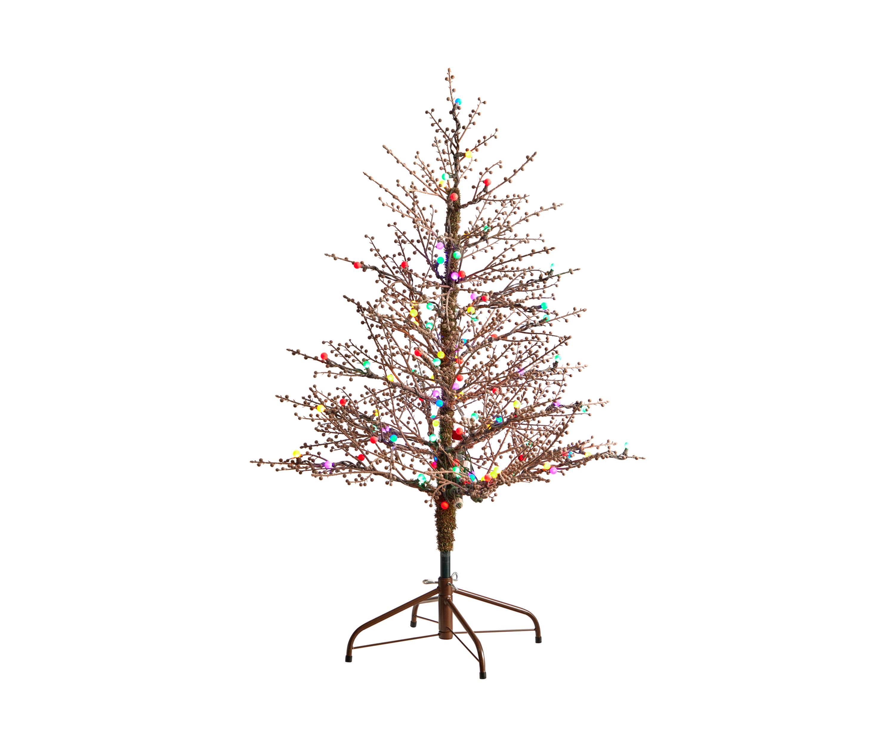 4 Foot Frosted Berry Twig Artificial Christmas Tree with 100 Multicolored Gum Ball LED Lights and 240 Bendable Branches