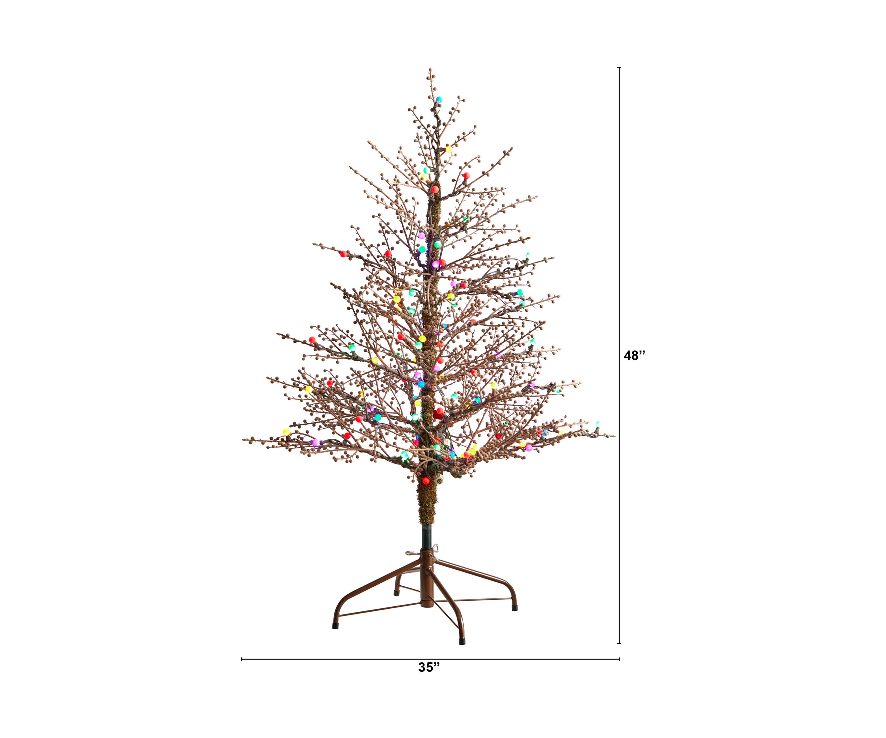4 Foot Frosted Berry Twig Artificial Christmas Tree with 100 Multicolored Gum Ball LED Lights and 240 Bendable Branches