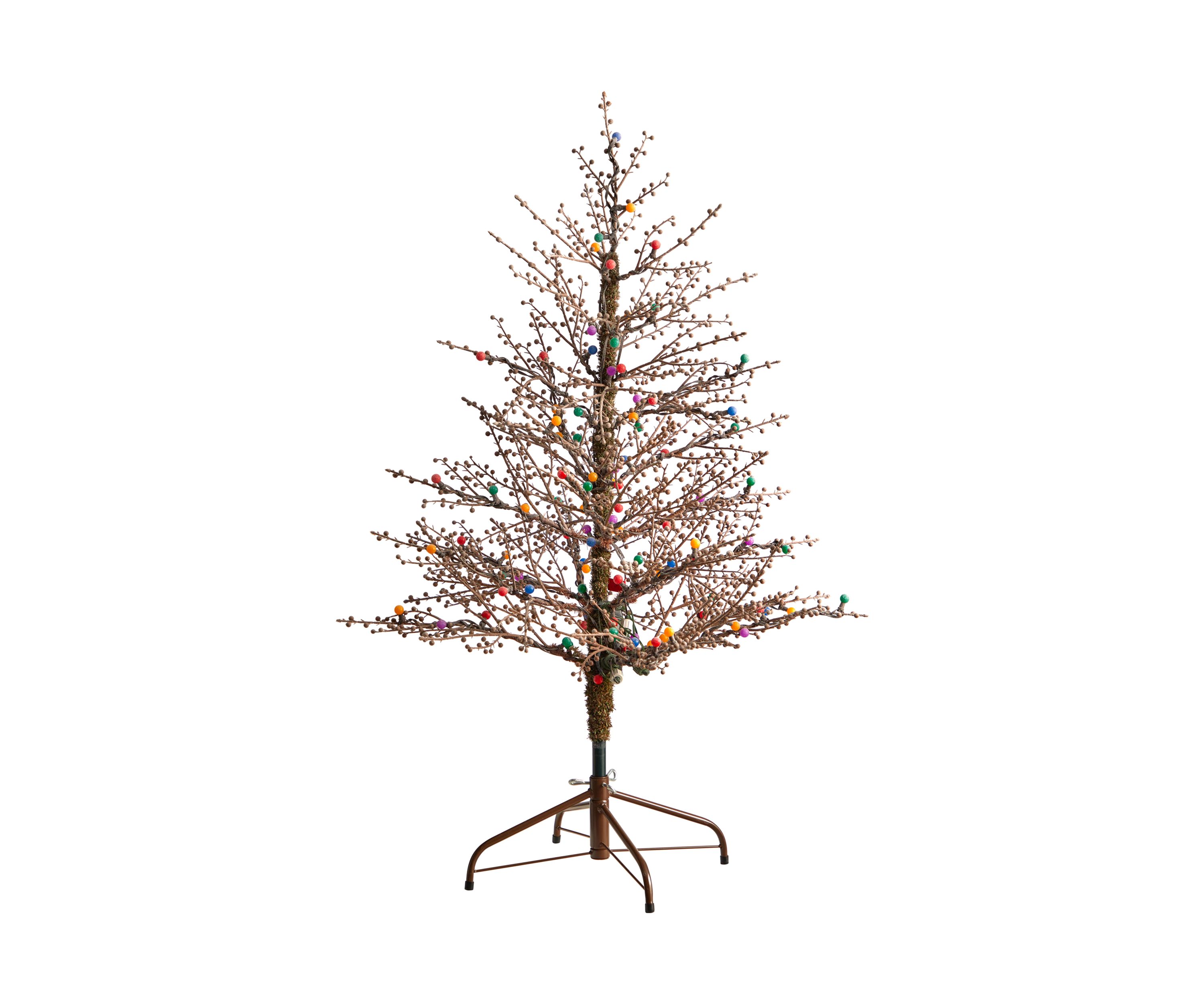 4 Foot Frosted Berry Twig Artificial Christmas Tree with 100 Multicolored Gum Ball LED Lights and 240 Bendable Branches