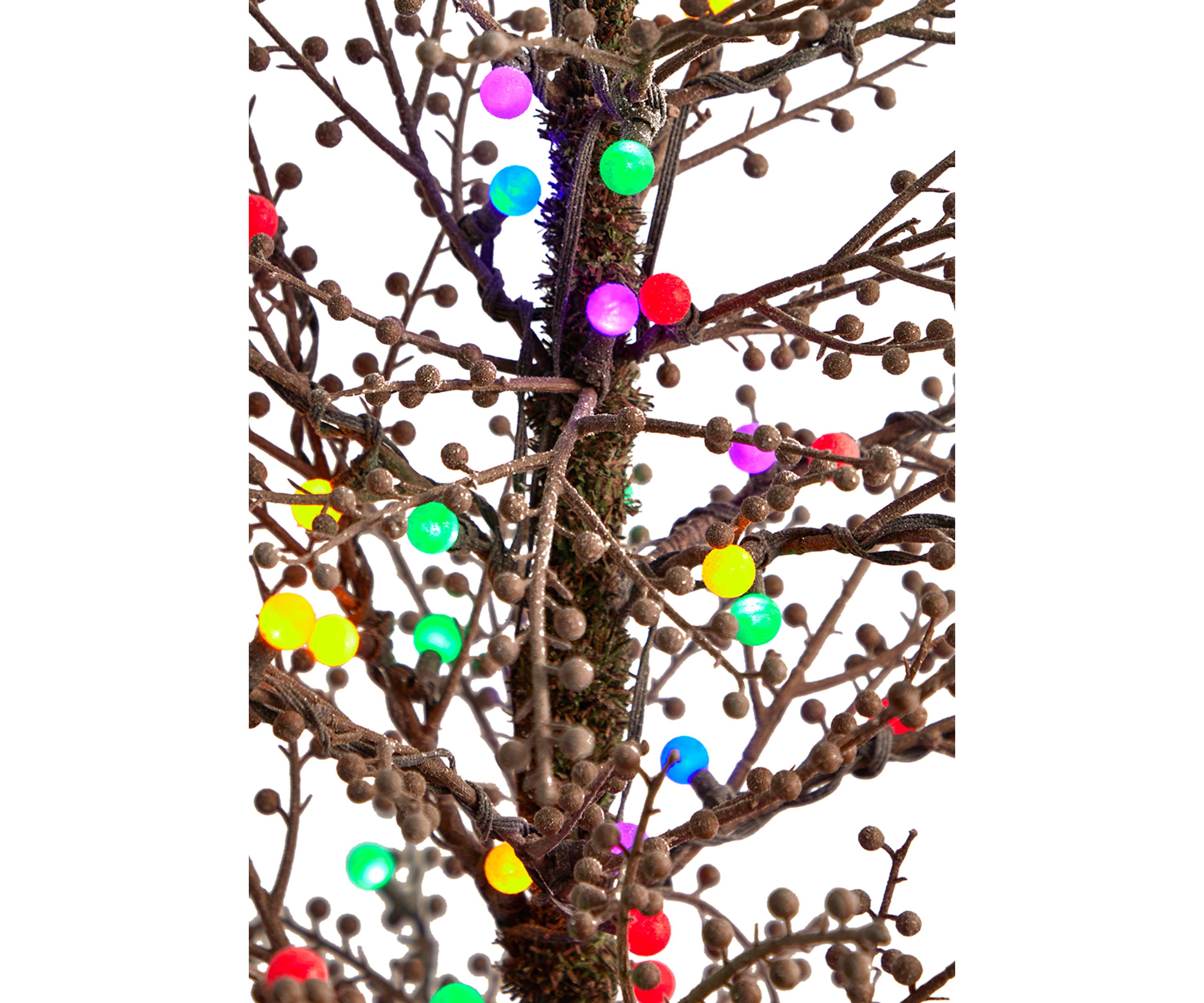 4 Foot Frosted Berry Twig Artificial Christmas Tree with 100 Multicolored Gum Ball LED Lights and 240 Bendable Branches