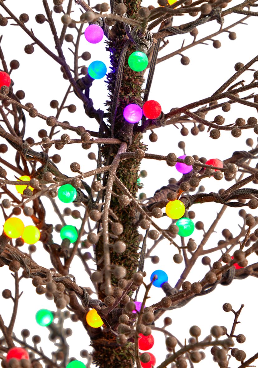 4 Foot Frosted Berry Twig Artificial Christmas Tree with 100 Multicolored Gum Ball LED Lights and 240 Bendable Branches