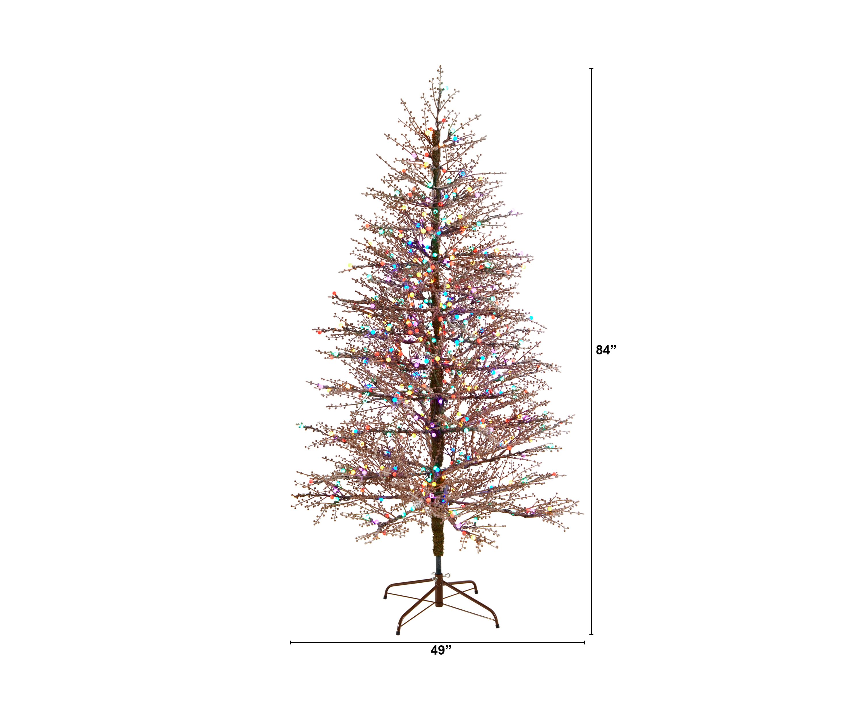 7 Foot Frosted Berry Twig Artificial Christmas Tree with 450 Multicolored Gum Ball LED Lights and 1192 Bendable Branches