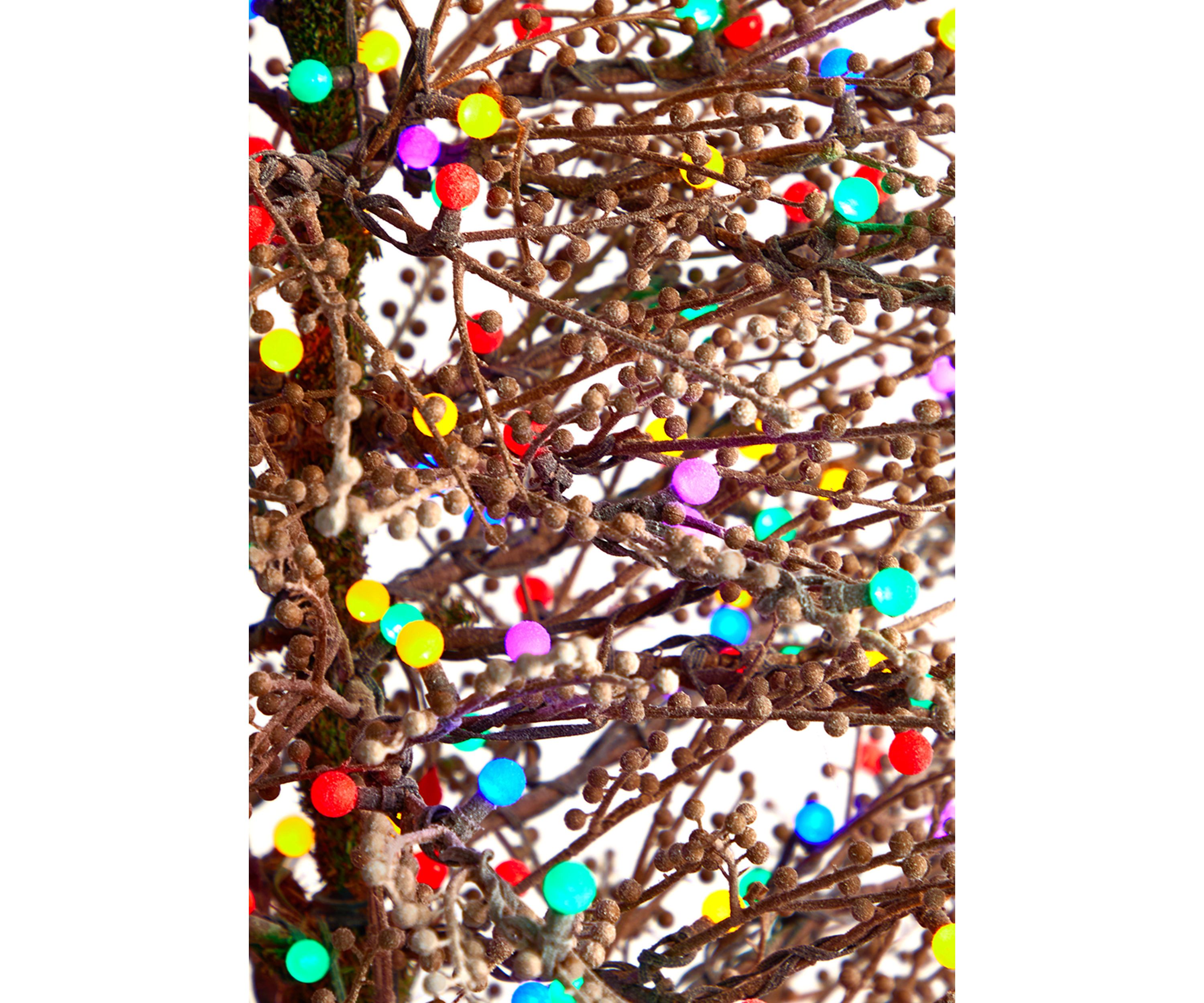 7 Foot Frosted Berry Twig Artificial Christmas Tree with 450 Multicolored Gum Ball LED Lights and 1192 Bendable Branches