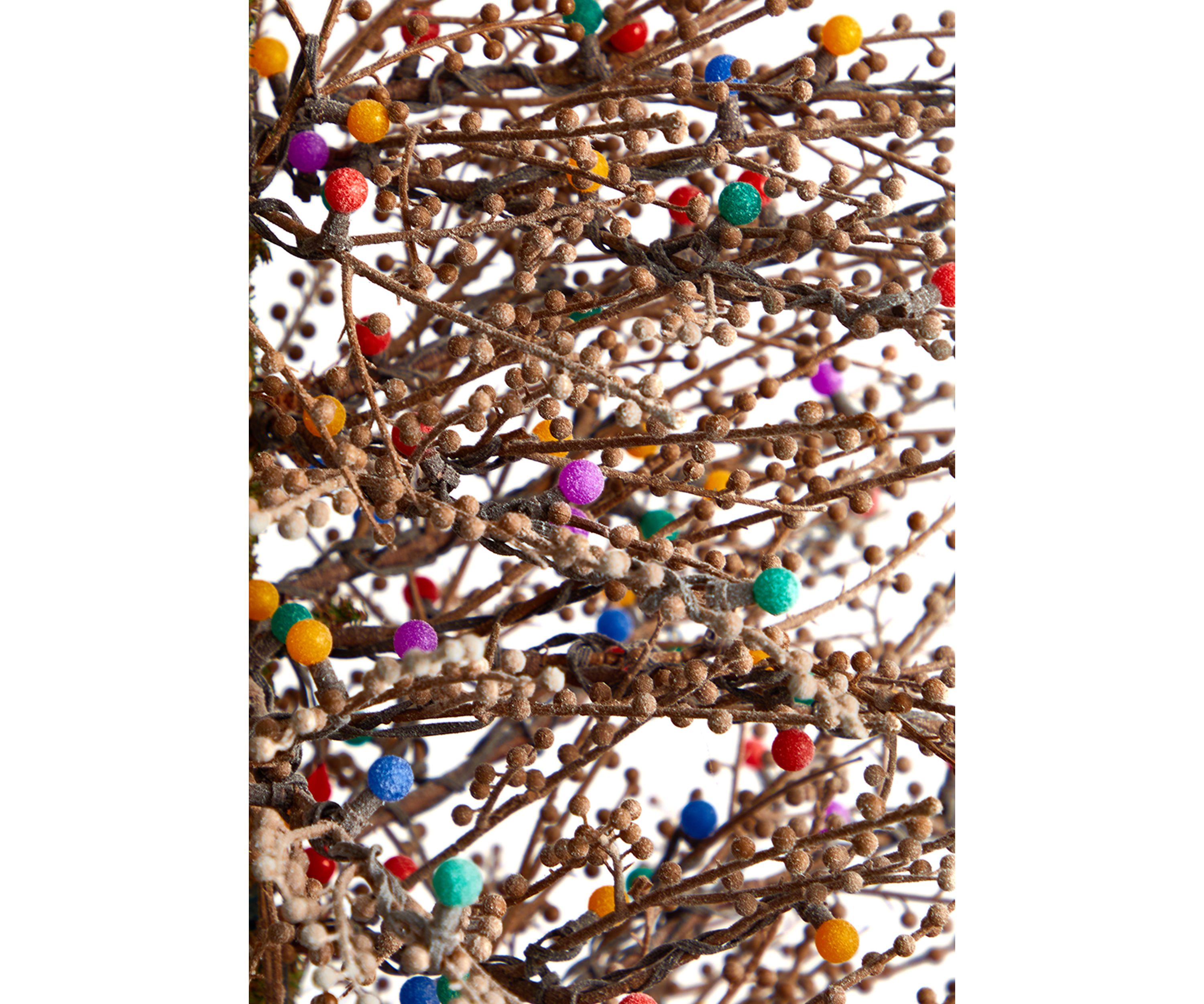 7 Foot Frosted Berry Twig Artificial Christmas Tree with 450 Multicolored Gum Ball LED Lights and 1192 Bendable Branches