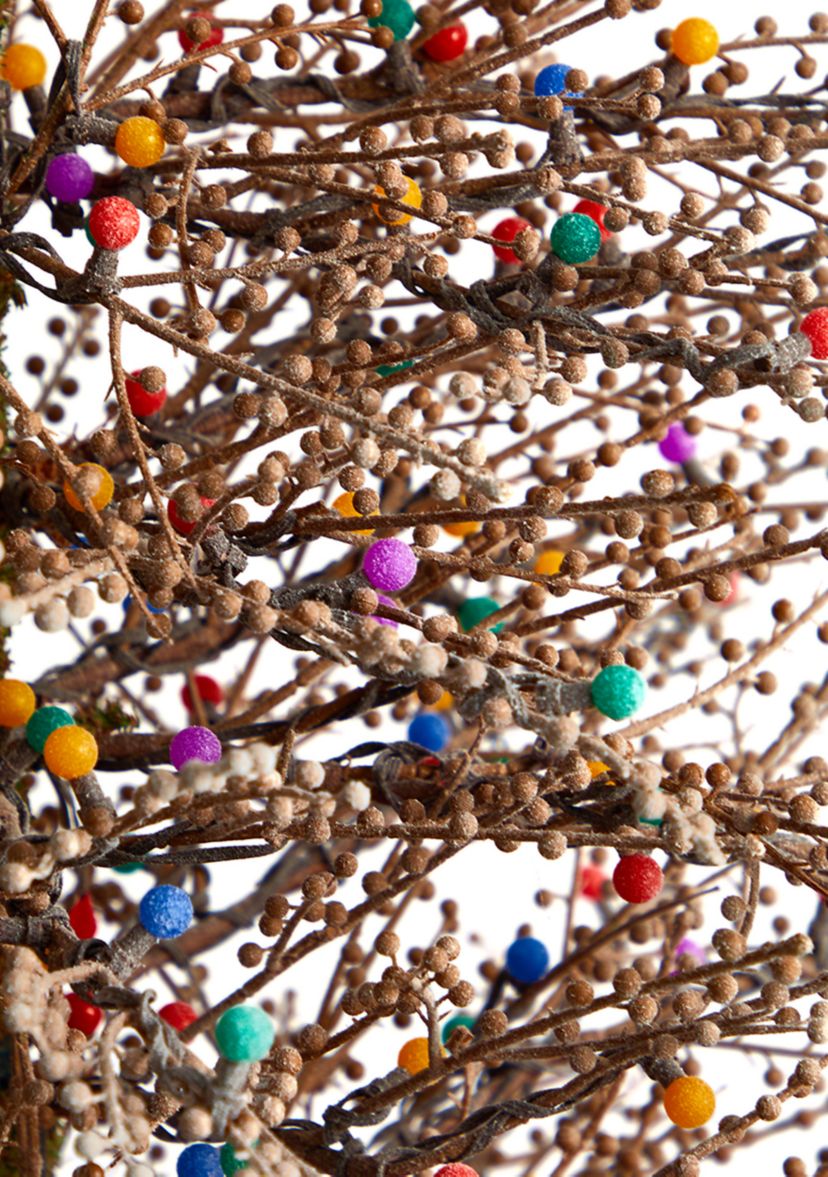 7 Foot Frosted Berry Twig Artificial Christmas Tree with 450 Multicolored Gum Ball LED Lights and 1192 Bendable Branches