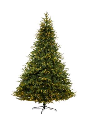 Nearly Natural 9 Foot Colorado Mountain Fir Natural Look Artificial Christmas Tree with 900 Multi LED Lights and 4600 Bendable Branches, Green