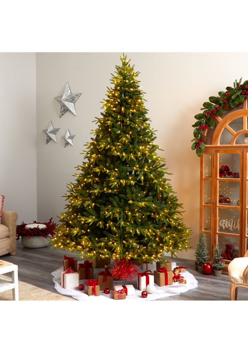 9 Foot Colorado Mountain Fir Natural Look Artificial Christmas Tree with 900 Multi LED Lights and 4600 Bendable Branches