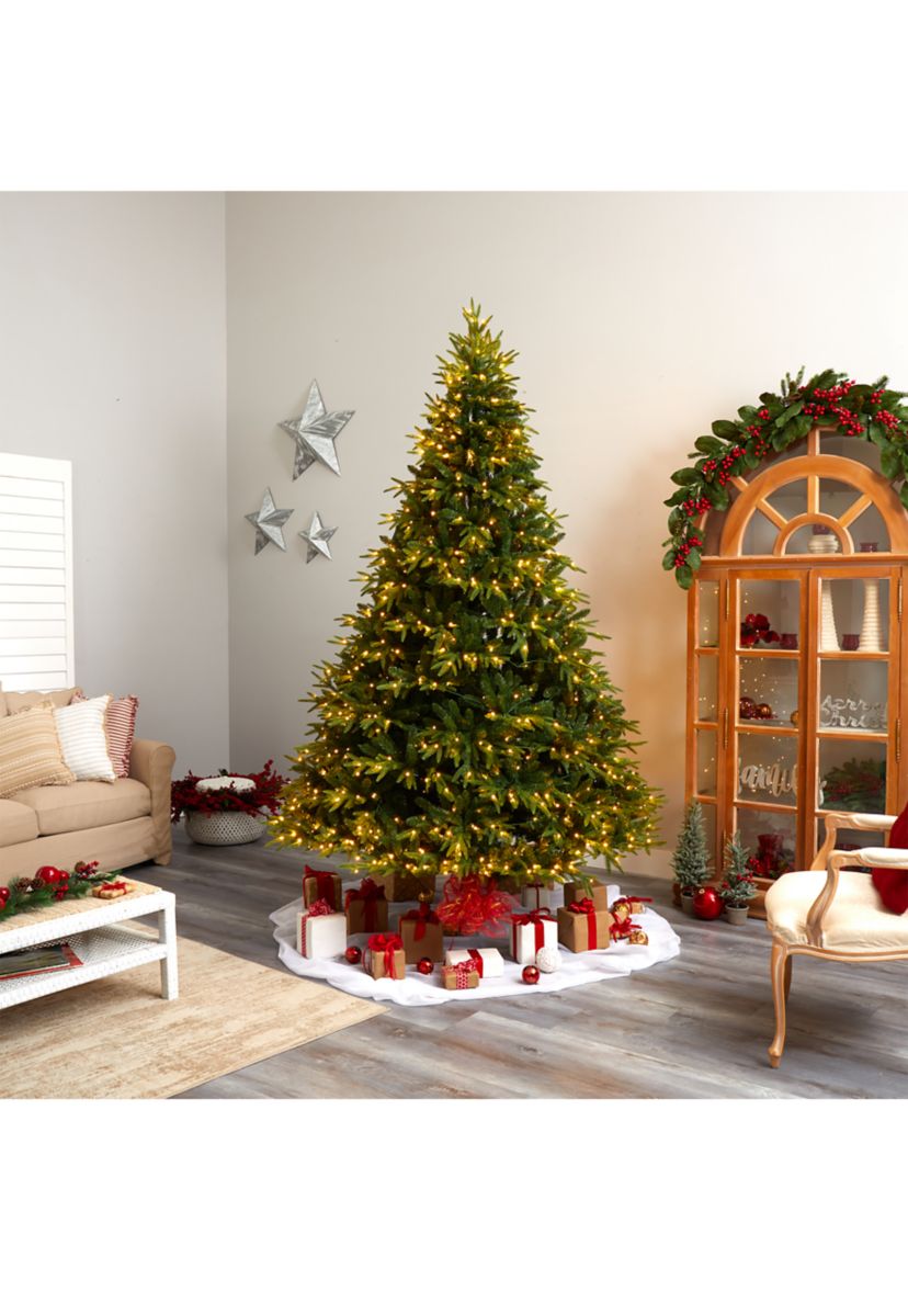 9 Foot Colorado Mountain Fir Natural Look Artificial Christmas Tree with 900 Multi LED Lights and 4600 Bendable Branches