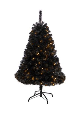Nearly Natural 4 Foot Black Artificial Christmas Tree with 170 Clear LED Lights