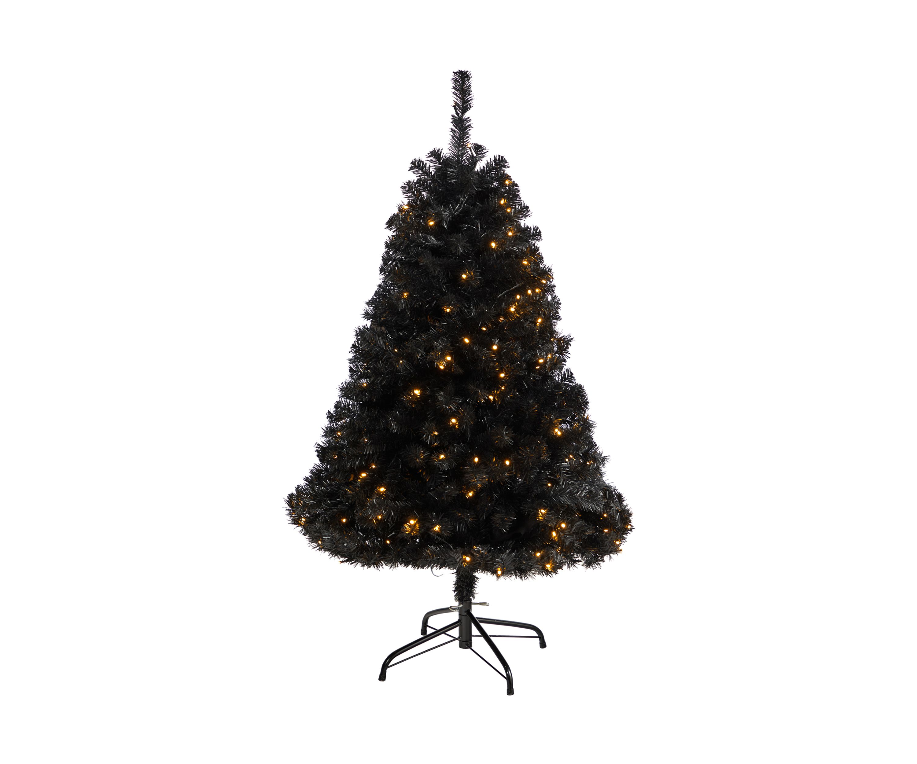 4 Foot Black Artificial Christmas Tree with 170 Clear LED Lights