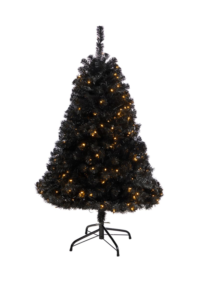 4 Foot Black Artificial Christmas Tree with 170 Clear LED Lights