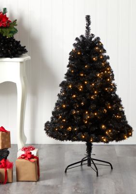 4 Foot Black Artificial Christmas Tree with 170 Clear LED Lights