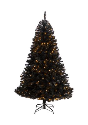 Nearly Natural 6 Foot Black Artificial Christmas Tree with 400 Clear LED Lights and 1036 Tips