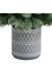 4.5 Foot Nova Scotia Pine Artificial Christmas Tree in Engraved Geometric Stone Planter with 232 Bendable Branches and 120 Warm White LED Lights