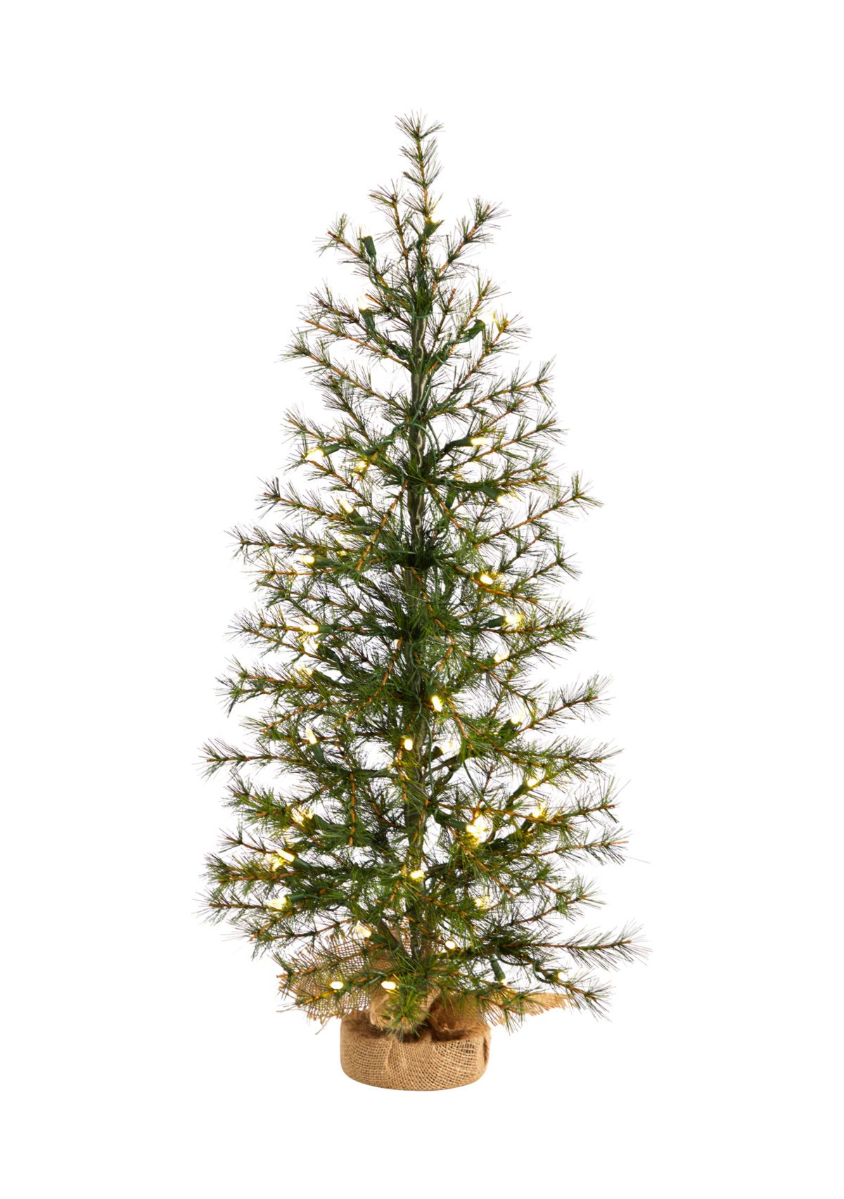 3 Artificial Christmas Tree with 50 Clear LED Lights Set in a Burlap Base