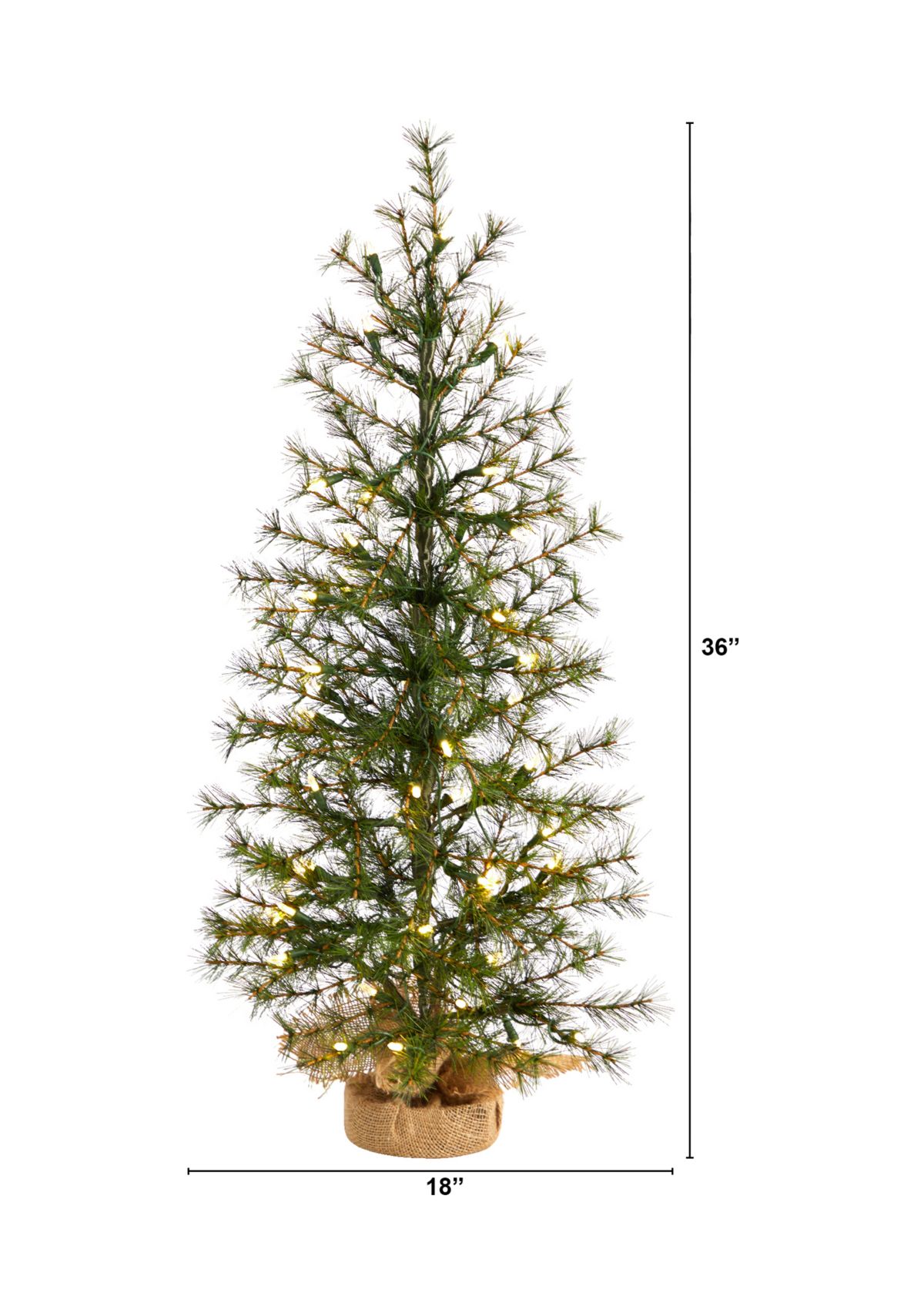 3 Artificial Christmas Tree with 50 Clear LED Lights Set in a Burlap Base