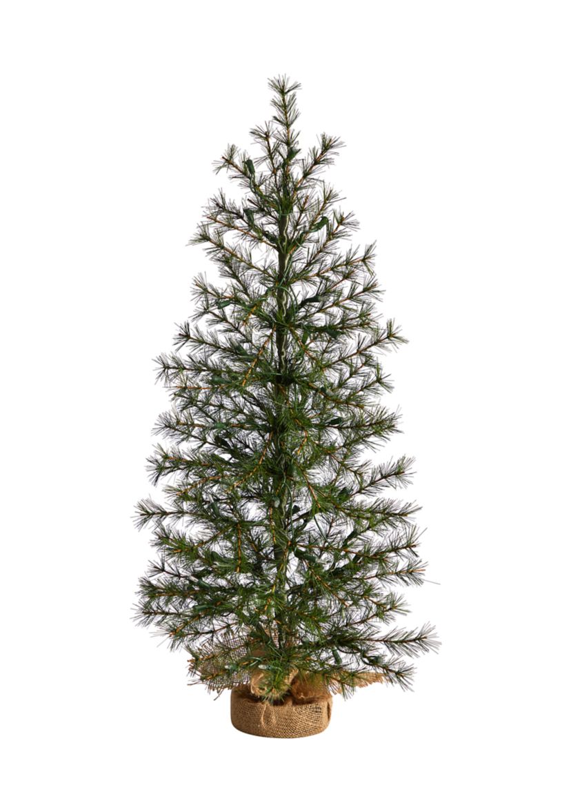 3 Artificial Christmas Tree with 50 Clear LED Lights Set in a Burlap Base