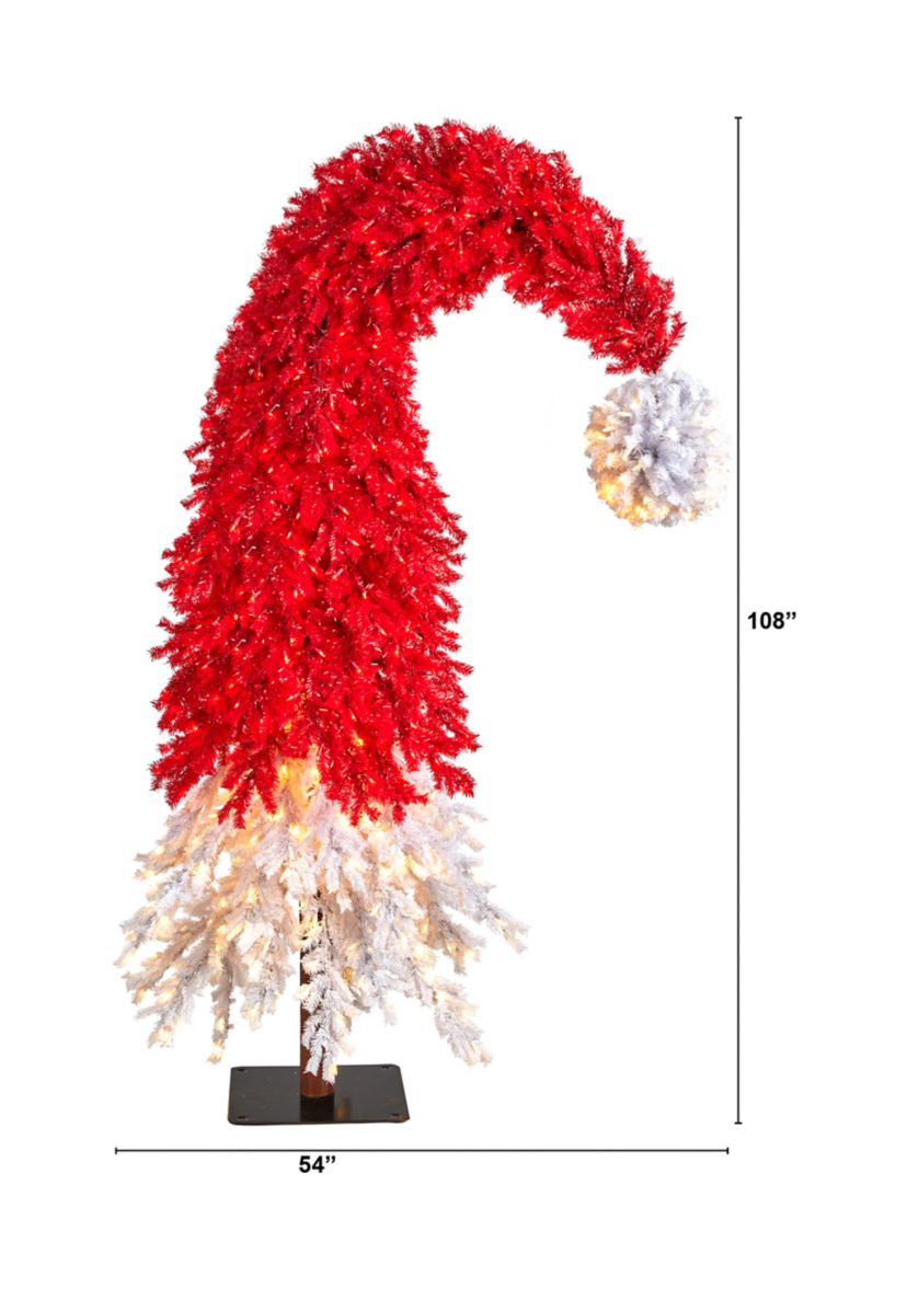 9 Holiday Red Santa Hat Christmas Tree with 600 LED lights and 1992 Bendable Branches