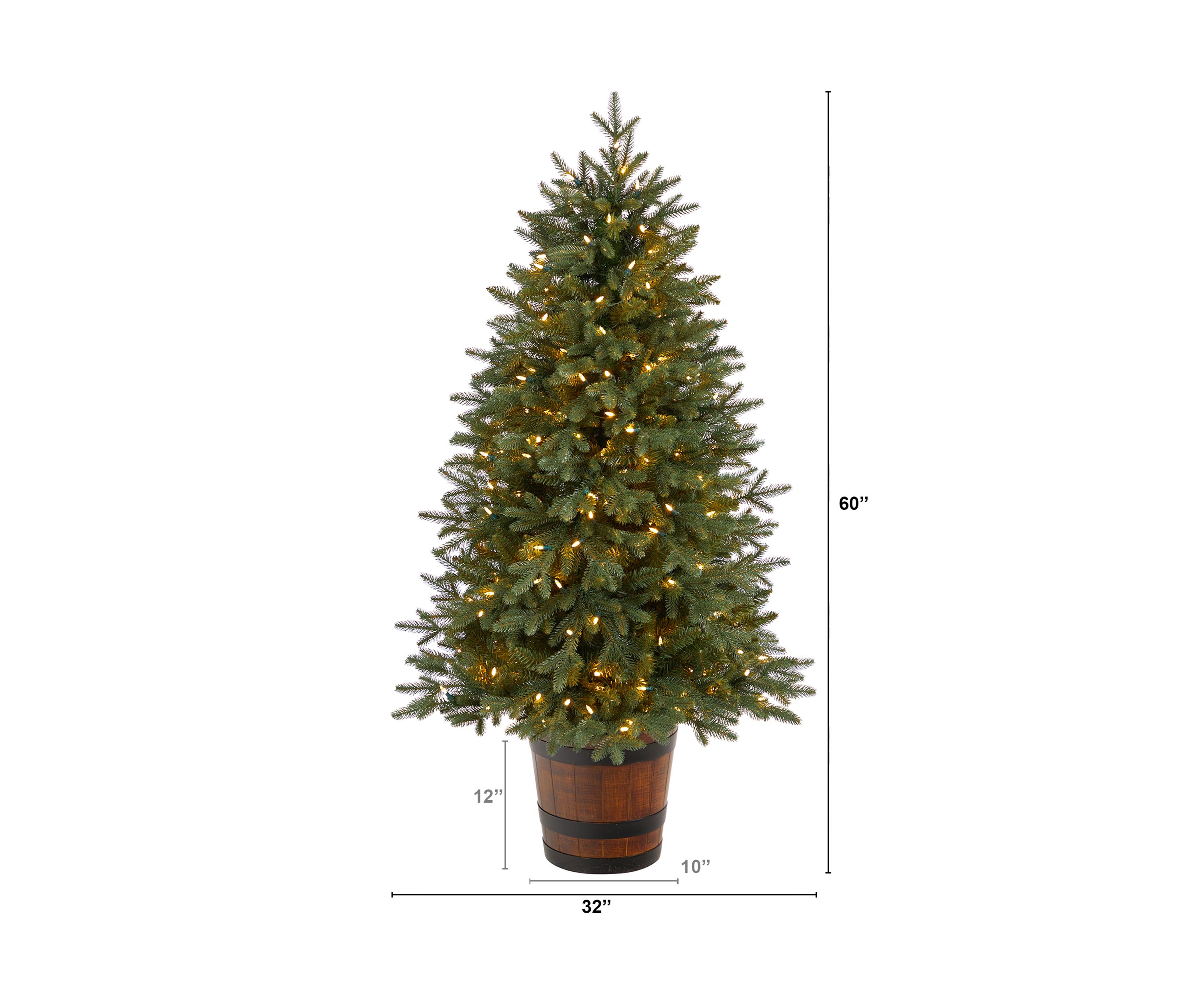 5-Foot Colorado Aspen Pre-Lit Artificial Porch Christmas Tree with 200 LED lights and 497 Bendable Branches in Decorative Planter