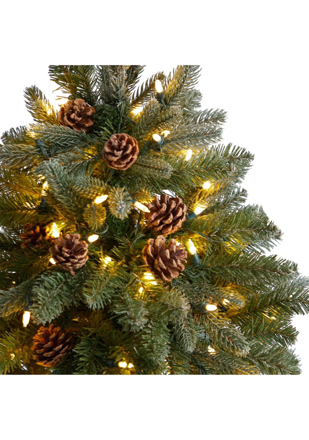 5-Foot Colorado Fir Flocked Dusted Artificial Christmas Tree with 300 LED Lights, 514 Bendable Branches and Pinecones in Decorative Planter