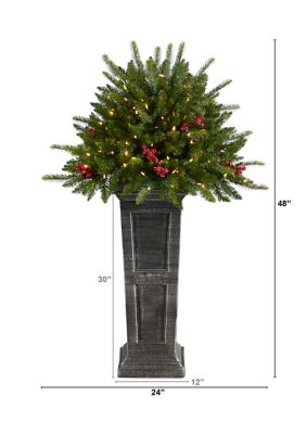 4-Foot Holiday Artificial Christmas Plant Pre-Lit and Glittered on Pedestal with 150 Multicolored LED lights