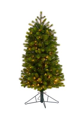 4-Foot Slim Colorado Mountain Spruce Artificial Christmas Tree with 150 (Multifunction with Remote Control) Warm White Micro LED Lights and 360 Bendable Branches