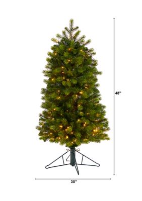 4-Foot Slim Colorado Mountain Spruce Artificial Christmas Tree with 150 (Multifunction with Remote Control) Warm White Micro LED Lights and 360 Bendable Branches