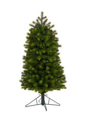 4-Foot Slim Colorado Mountain Spruce Artificial Christmas Tree with 150 (Multifunction with Remote Control) Warm White Micro LED Lights and 360 Bendable Branches