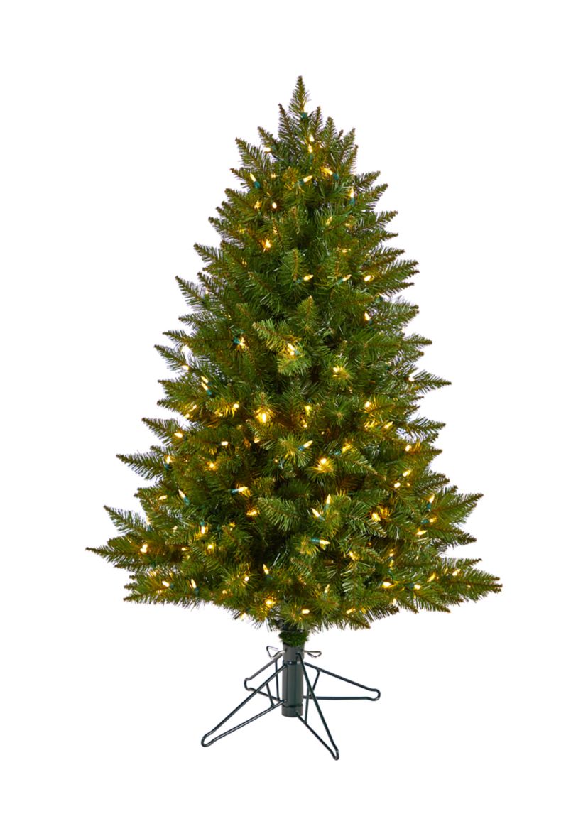 4-Foot Vermont Spruce Artificial Christmas Tree with 200 Color Changing (Multifunction and Remote Control) LED Lights and 400 Bendable Branches