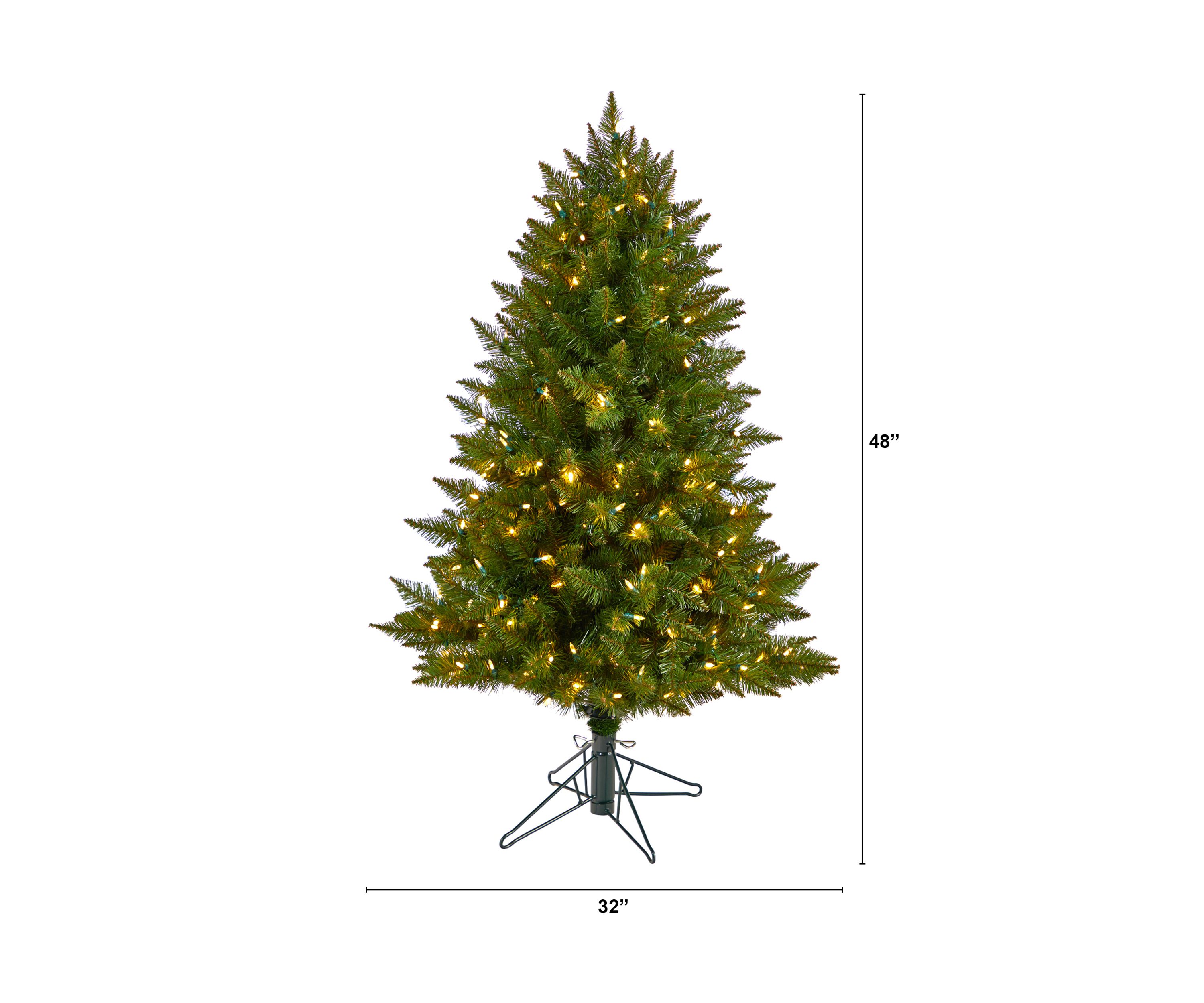 4-Foot Vermont Spruce Artificial Christmas Tree with 200 Color Changing (Multifunction and Remote Control) LED Lights and 400 Bendable Branches
