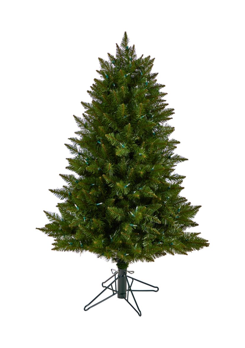4-Foot Vermont Spruce Artificial Christmas Tree with 200 Color Changing (Multifunction and Remote Control) LED Lights and 400 Bendable Branches