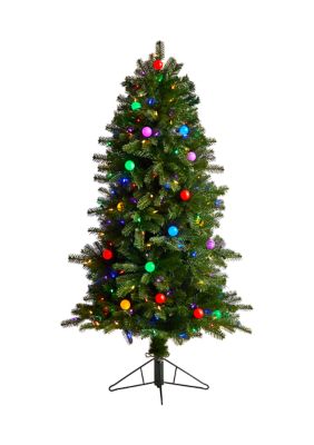 Foot Montana Mountain Fir Artificial Christmas Tree with Multi Color LED Lights