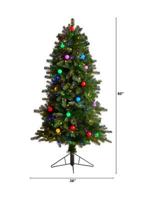 Foot Montana Mountain Fir Artificial Christmas Tree with Multi Color LED Lights