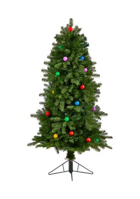 Foot Montana Mountain Fir Artificial Christmas Tree with Multi Color LED Lights