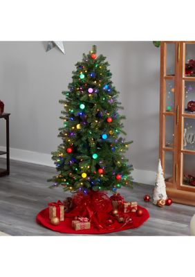 Foot Montana Mountain Fir Artificial Christmas Tree with Multi Color LED Lights