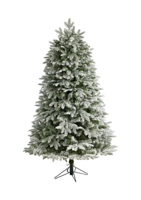 6-Foot Flocked Colorado Mountain Fir Artificial Christmas Tree with 500 Warm White Microdot (Multifunction) LED Lights with Instant Connect Technology and 881 Bendable Branches