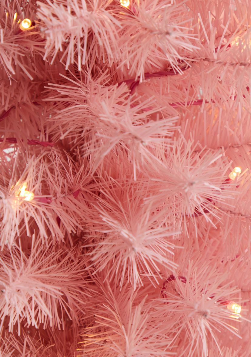 3 Foot Pink Artificial Christmas Tree with 50 LED Lights and 118 Bendable Branches