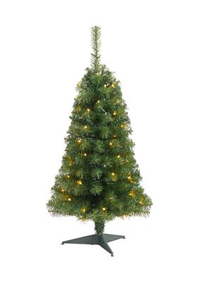 Nearly Natural 3 Foot Green Artificial Christmas Tree with 50 LED Lights and 118 Bendable Branches