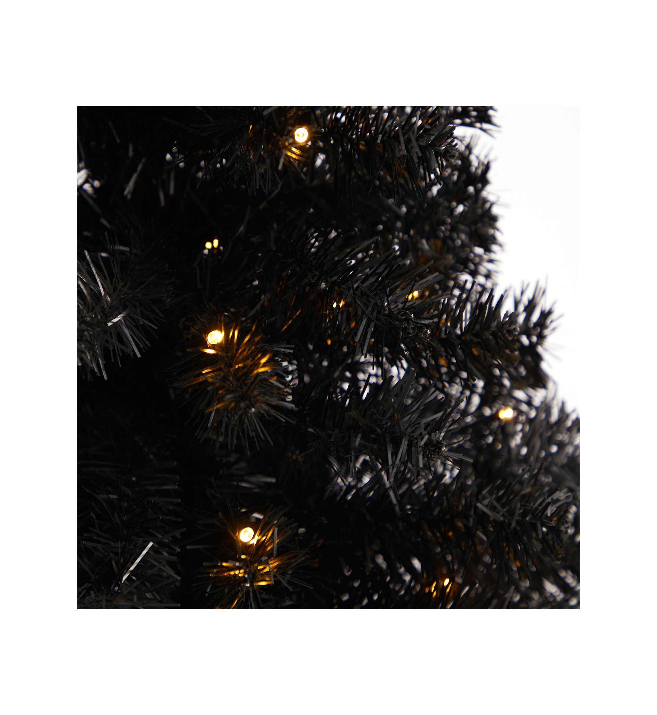 3 Foot Black Artificial Christmas Tree with 50 LED Lights and 118 Bendable Branches