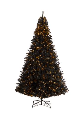 10 Foot Black Artificial Christmas Tree with 950 Clear LED Lights and 3056 Tips
